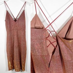 NEW Nordstrom Mind Code Red Iridescent Glitter Flaming Hot Red Bodycon Dress